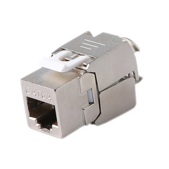 
zinc alloy 180degree RJ45 STP Toolless keystone jack 6a 
