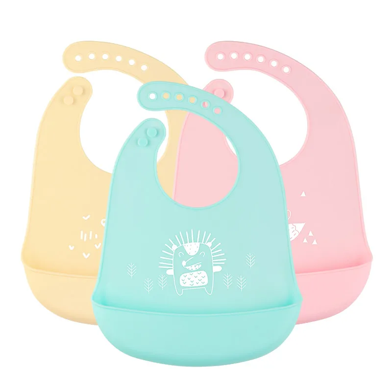 

Waterproof Silicone Baby Bib with Food Catcher Baby Silicone Bibs Wholesale Feeding Supplies, As picture