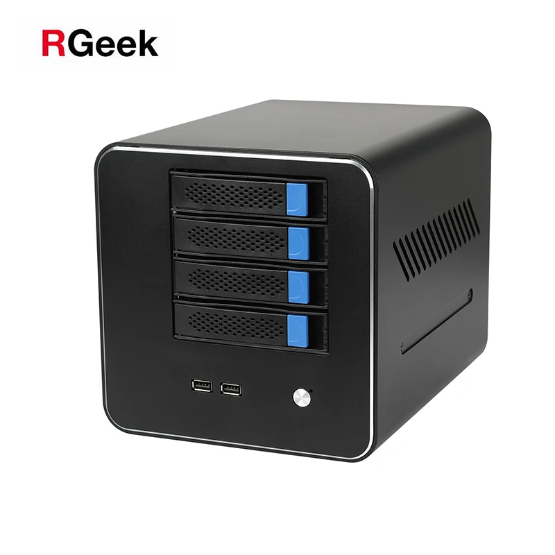 

RGeek NAS04B Custom OEM 4 Bay Nas Storage Server Cases Mini ITX ATX PC Tower Chassis, Black