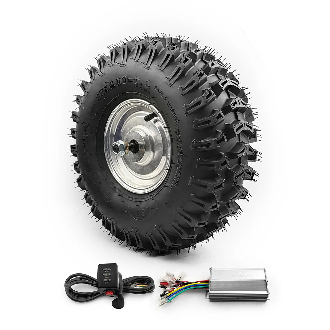 L-faster 500W All Terrain Electric Wheelbarrow Geared Motor Wheel 15x5.00-6 Fat Off Road Rough Tyre for 15" Electrical Trolley