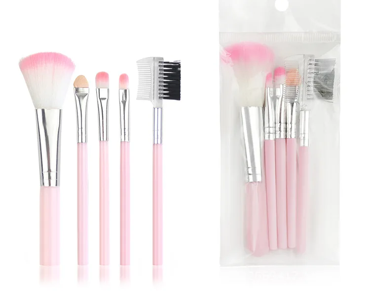 

Five Portable Makeup with Blush Foundation Brush Eye Shadow Brush Eyebrow Brush, Customized color