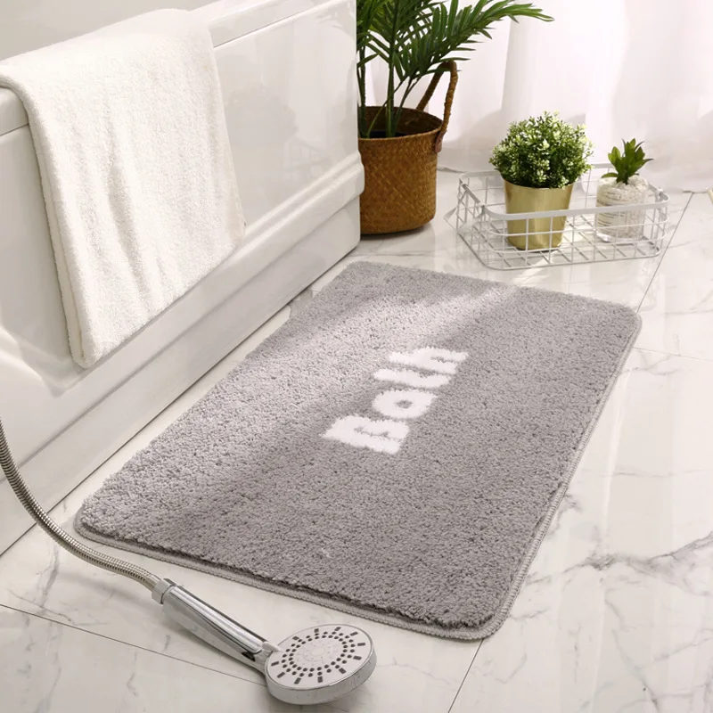 

Design Toilet Bath Mat Non Slip Absorbent Thick Soft Washable Non-slip Microfiber Quick Dry Bath Rugs