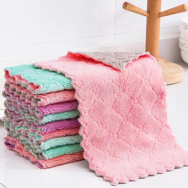 

Microfiber Absorbent Kitchen Dish Cloth TowelNon-stick Oil Washing Cloth Rag Household Tableware Cleaning Wiping Tools