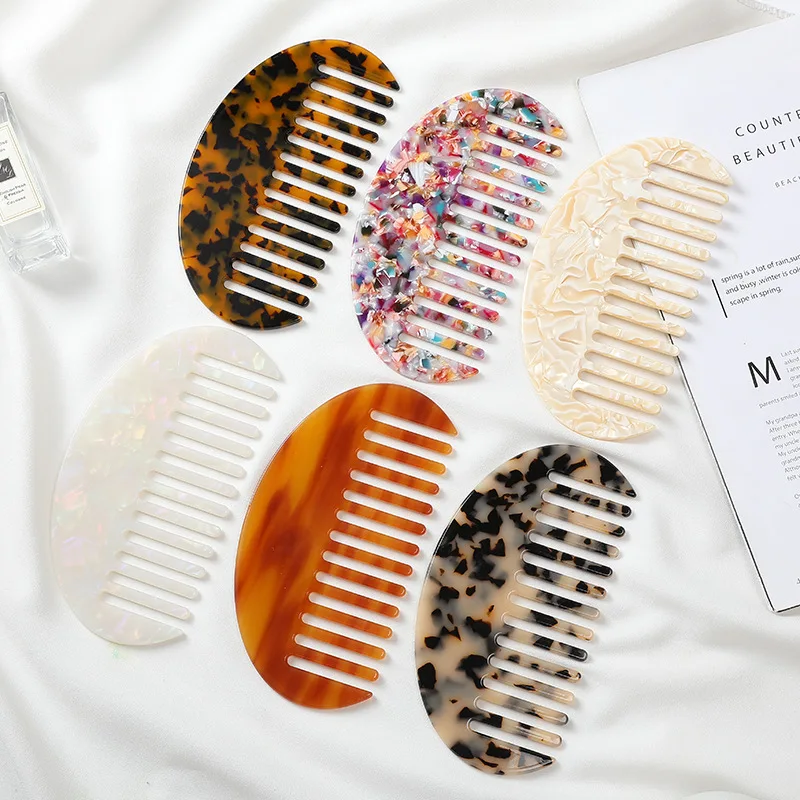 

16.1cm Big Size Semicircle Shower Combs Pure Color Cellulose Shell Pattern Acid Acetate Hair Comb For Girls