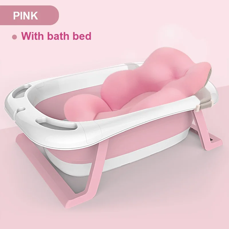 

Baby Foldable Bathtub Kids Portable Bath Tub with temperature sensing, Pink, blue