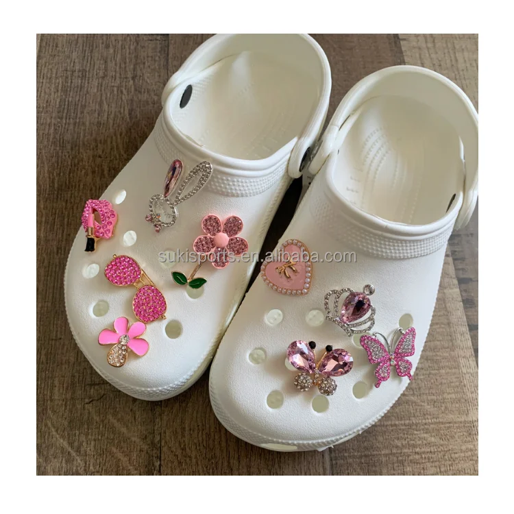 

Wholesale Fashion Luxury Bling Croc Charms Rhinestone Pearl Clog Jewelry Set Decoration Croc Charms For Croc, Picture