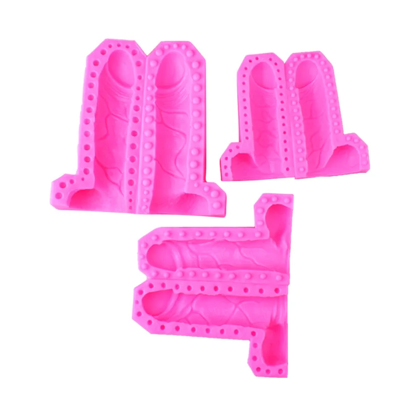 

1641 3D penis candle silicone mold penis fondant cake mold diy chocolate soap mold, Pink