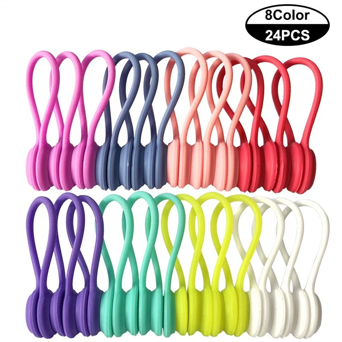 Multi Color Magnetic Silicone Rubber Band Twist Ties Cable Management ...