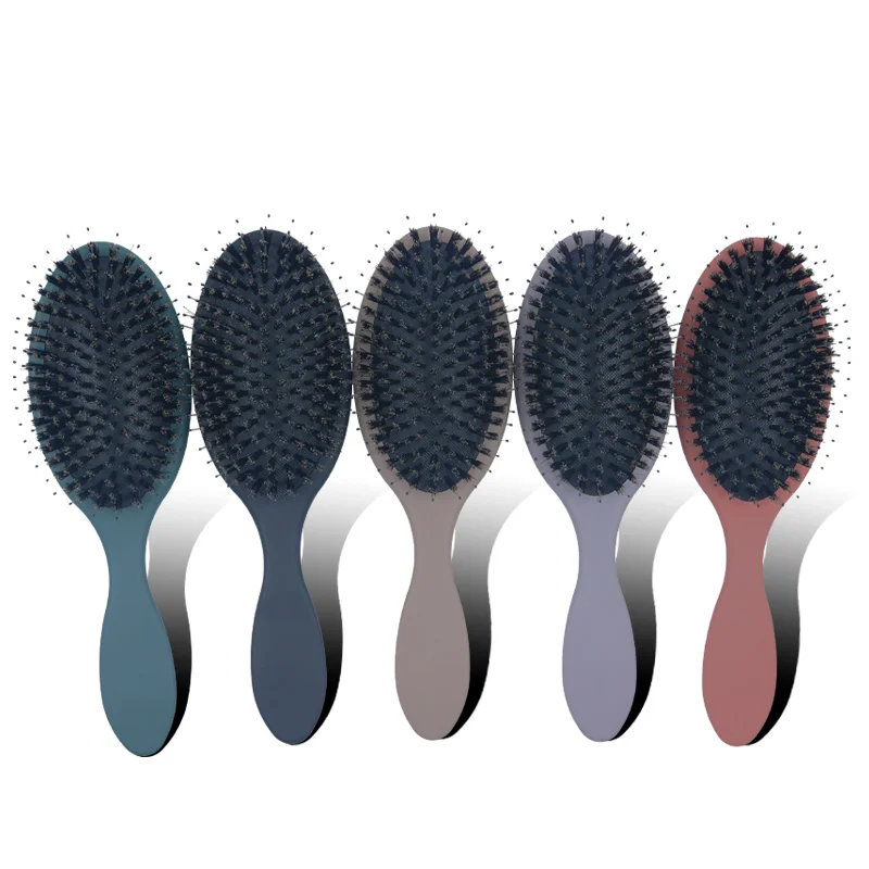 

Customized Logo hair Brush Paddle Cushion Nylon Boar Bristle Hair Brush Detangling Massage ABS Hair Brush, Picture