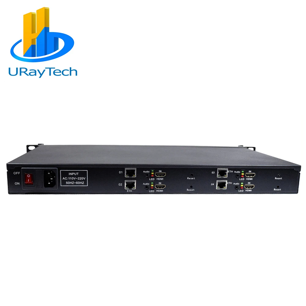 

URay Tech 1U 4 Channels HEVC H.265 H.264 HDMI CVBS AV to IP Video Streaming Encoder For Live Broadcast With SD HD HTTP UDP RTSP