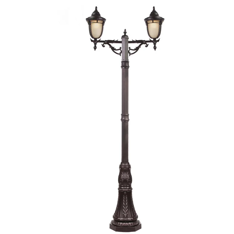 High quality Antique lantern top multi-heads garden street pathway high pole light garden post lamp