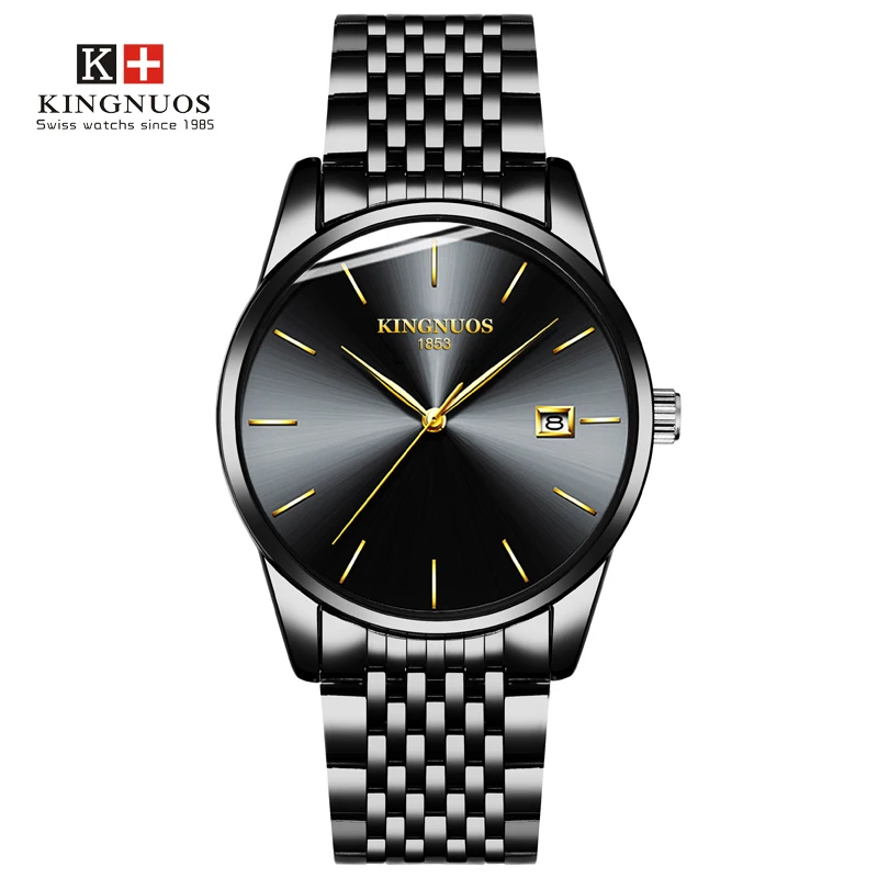 

New genuine fashion high-end men's diamond room gold steel watch waterproof calendar watch