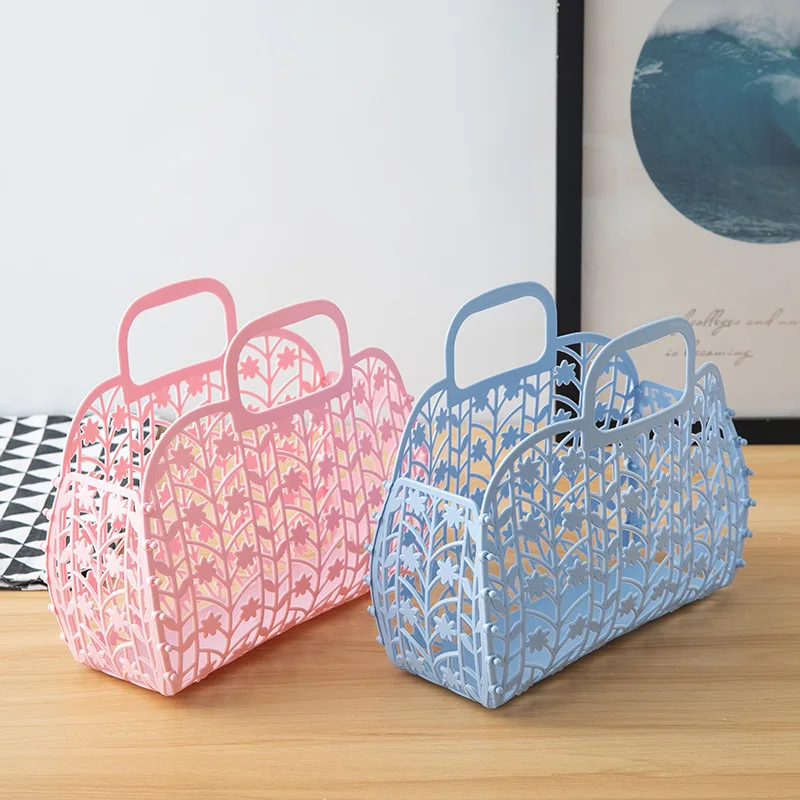 

2022 New Arrival Designer Solid Chain Pvc Jelly Hand Bag Plastic Basket Summer Beach Bag Hollow out Tote Handbags For Women, 2 colors