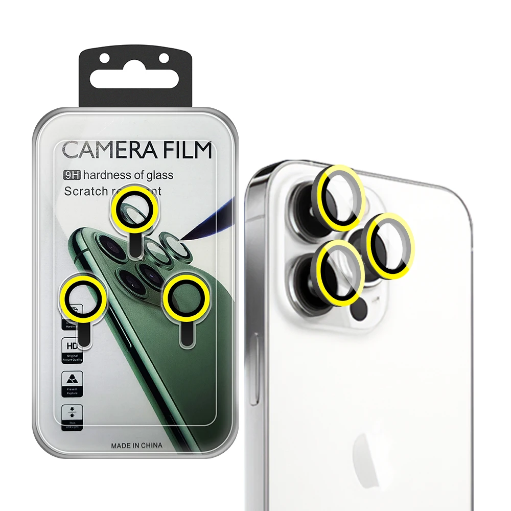 

luminous Neon Tempered Glass Circle Camera Lens Protector for iPhone 14 13 12 Pro Max Camera Protector