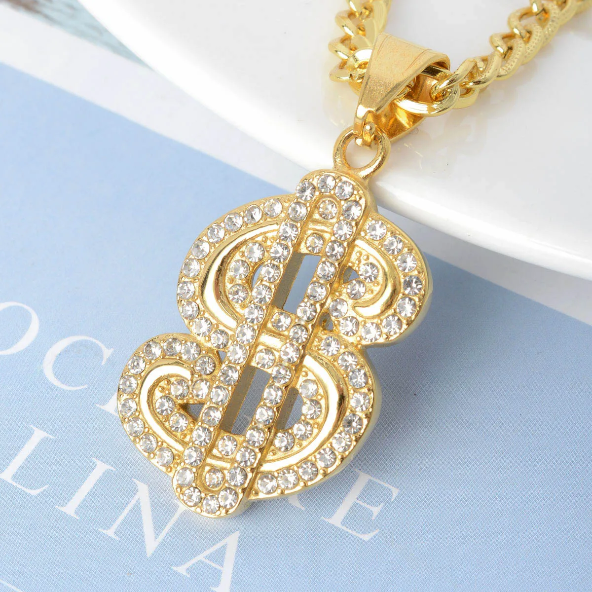 

America custom hip hop diamond money pendant stainless steel gold diamond men pendant