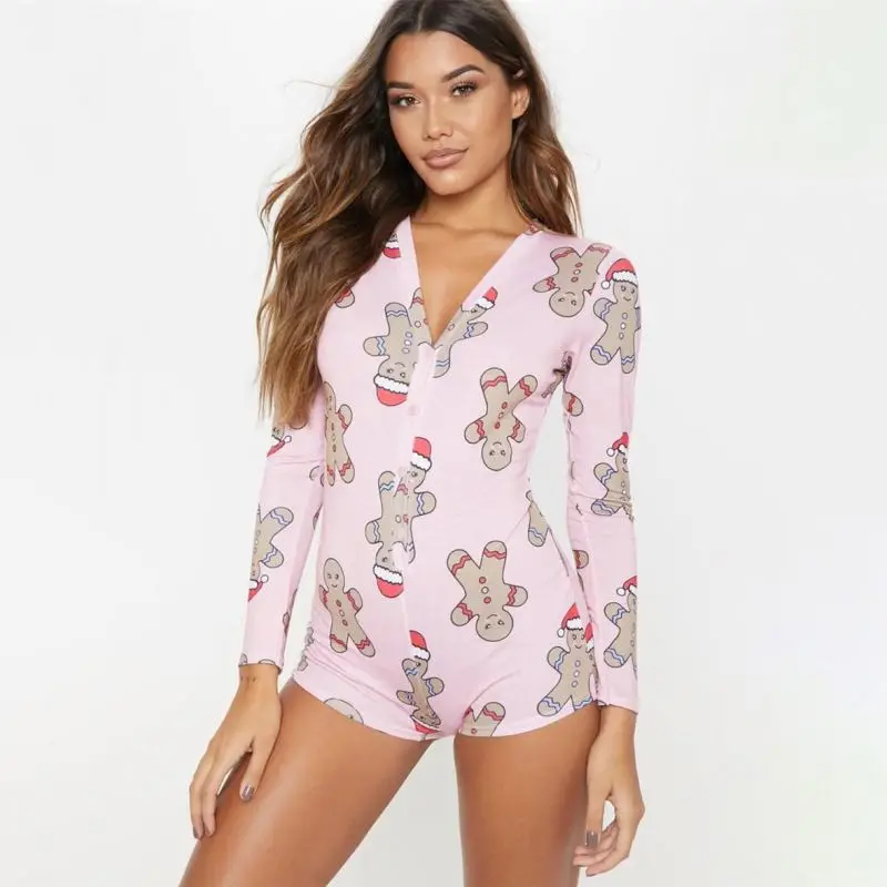 

2021 new arrivals printing jumpsuit women sexy bodycon long sleeve shorts lift the hips Jumpsuits For Women