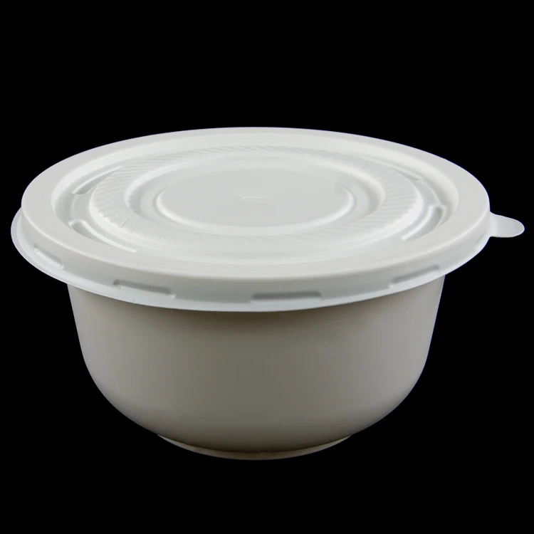 

660mL Custom Degradable Natural Corn Starch Based 100% Compostable CPLA Rice Takeaway Disposable Biodegradable Bowl With Lid, White