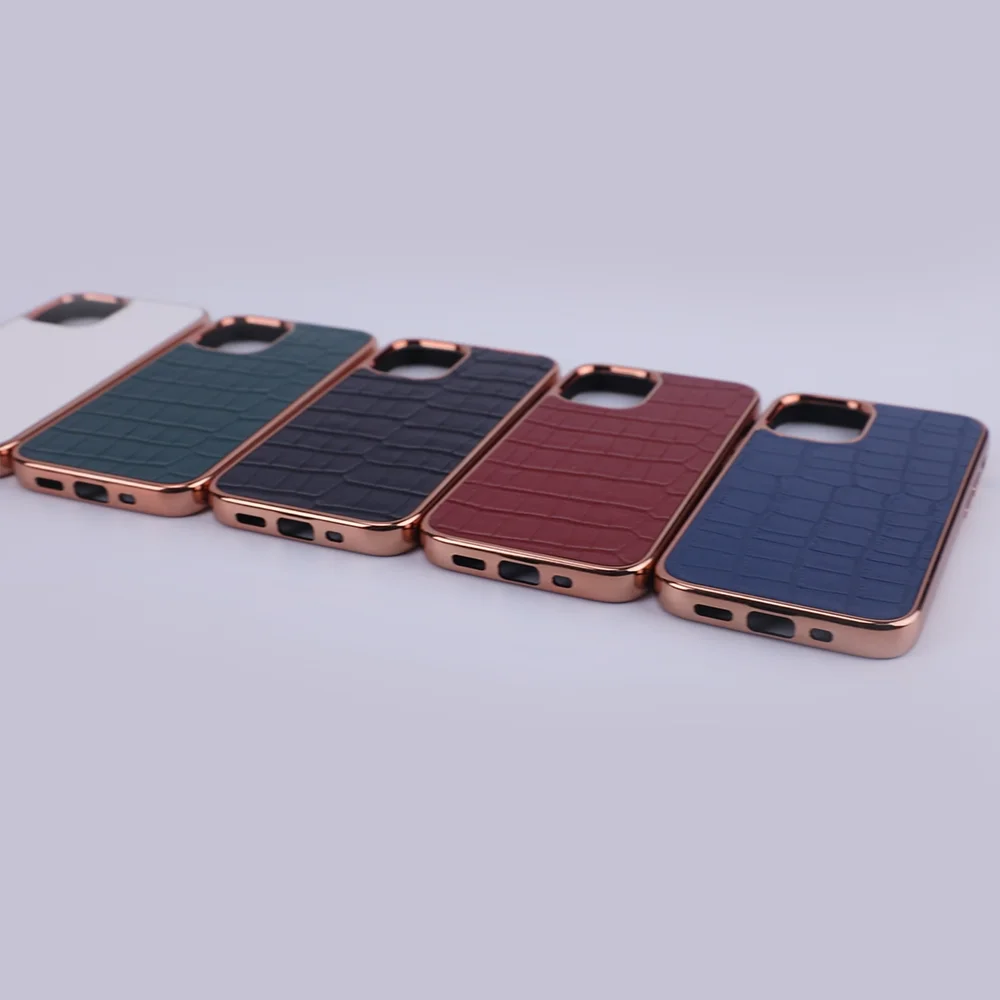 

Phone Case Plating Luxury Premium Slim Custom Full Real Leather for Iphone 11 12 Mini Pro Max Supports Wireless Charging TPU ODM