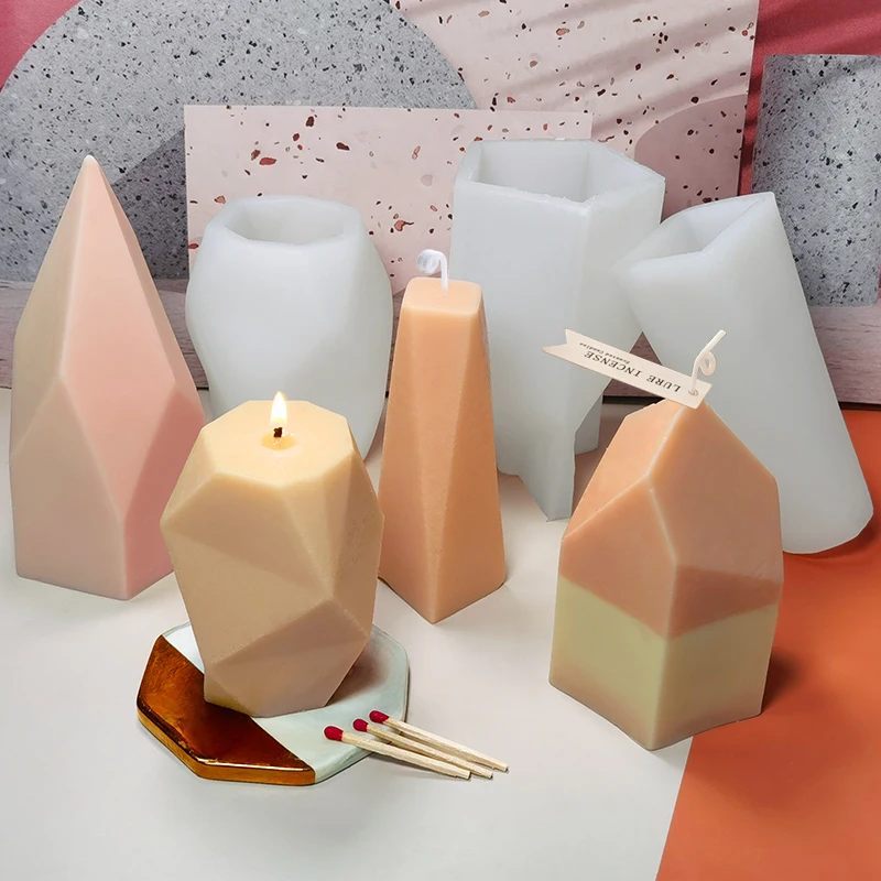 

3d candle soap silicone mold scented luxury epoxy table silicone resin geometric candle holder plaster molds for candle making