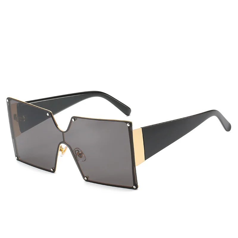 

2021 In Stock Fashion UV400 Metal Rimless Square Oversized Gradient Sunglasses