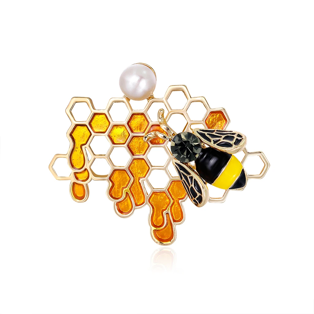 

Trendy Breast Pin Honeybee Brooch for Women Gold Color Rhinestone Bee Brooch Coat Cute Garments Lady Gifts Fashion Jewelry
