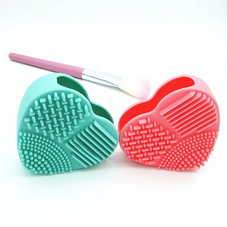 

Makeup Brush Cleaner, Heart Shape Makeup Brush Cleaner Mat,Silicone Brush Cleaner, Purple / blue / pink / red