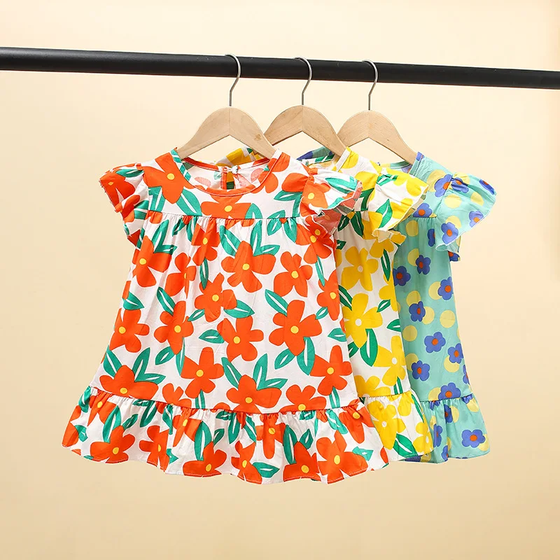 

Summer sweet children's clothing cartoon printing cotton A-line skirt dress