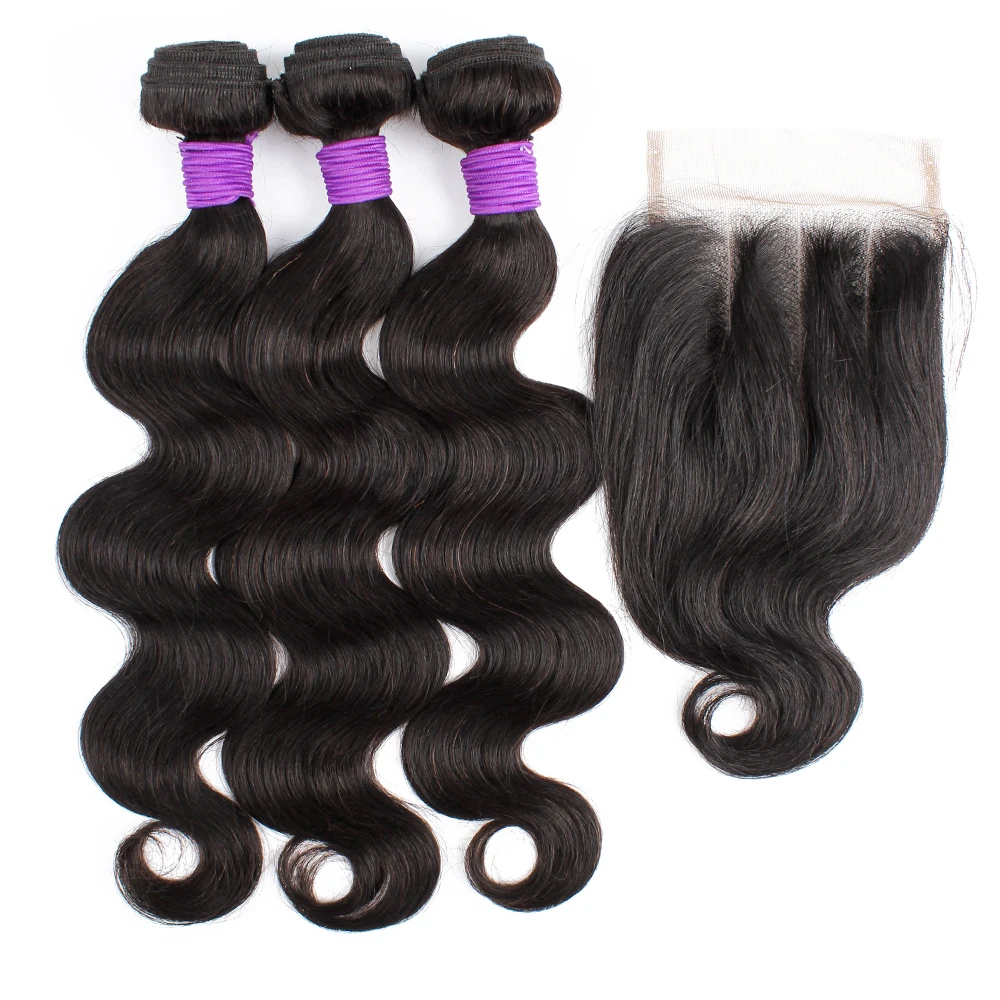 

8A Grade Loose Wave Hair Bundles With Closure,Virgin Peruvian 3 Bundles Bundles With Closure, Natural color