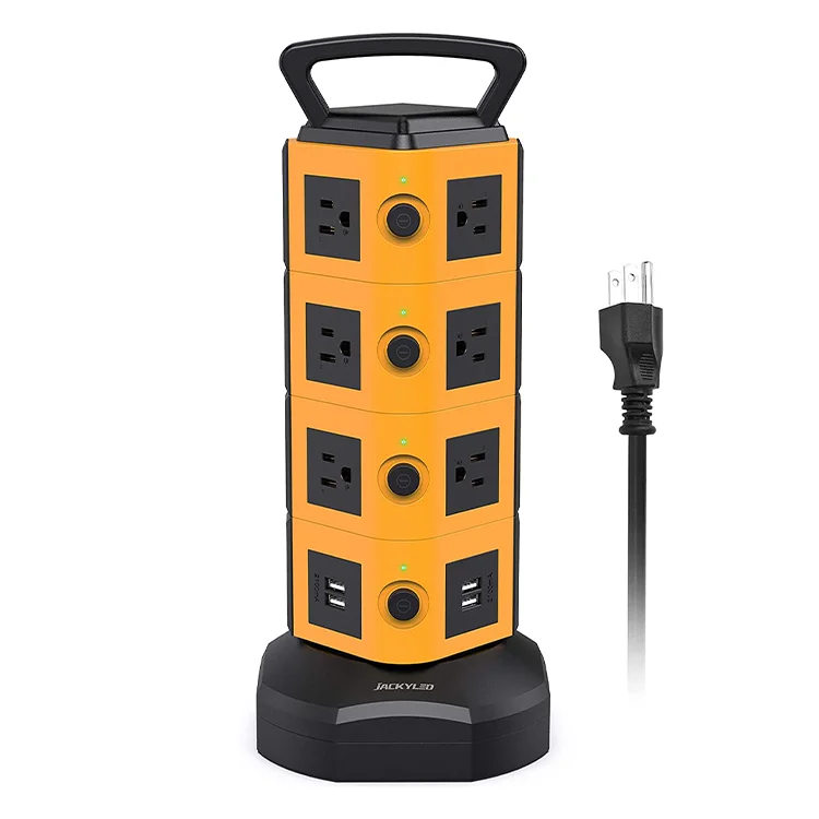 

Unique 14 outlet retractable code extension socket us tower power strip surge protector