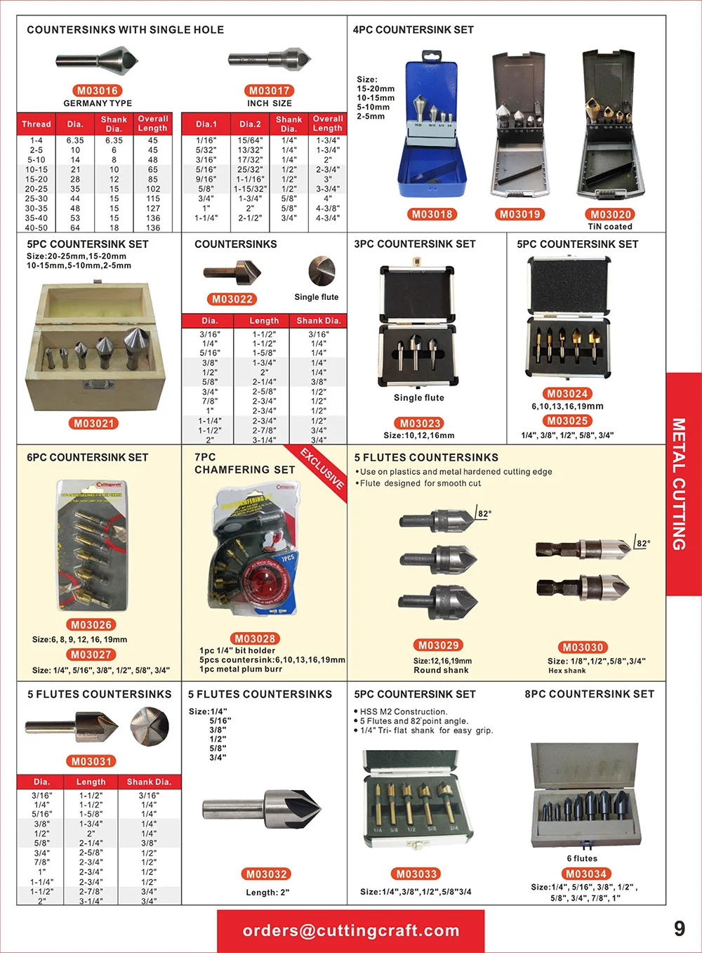 Hex Shank 6pcs Countersink For Wood 90 Degree Imperial Size Counter