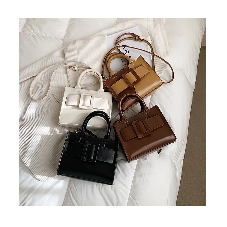 

Retro Contrast Color Tote Handbags For Women Trendy Designer Buckle Crossbody Bags High Quality PU Leather Hand Bags Lady Clutch