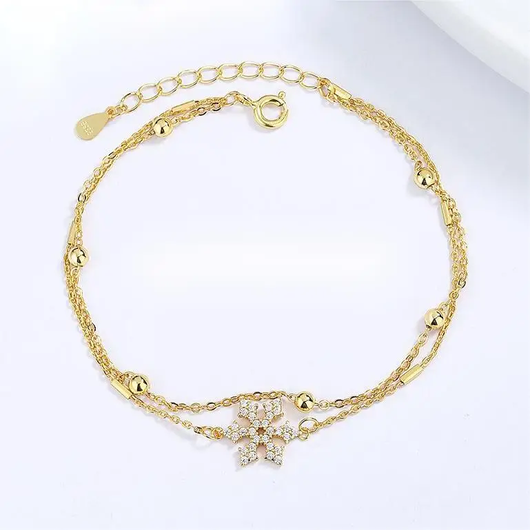 

Christmas snowflake star moon bow 925 sterling silver colorful zircon fine simple chain charm bracelet jewelry for women girl