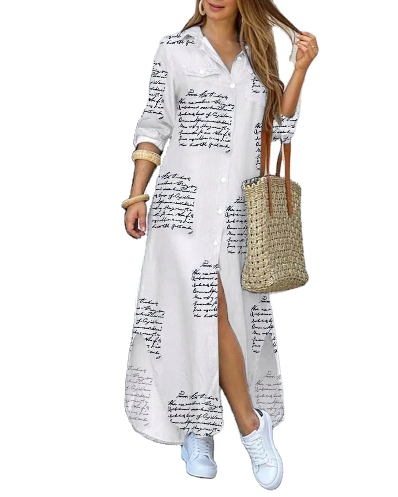 

2020 Hot style dresses women fall clothing long sleeve maxi tshirt fashion dress, Shown