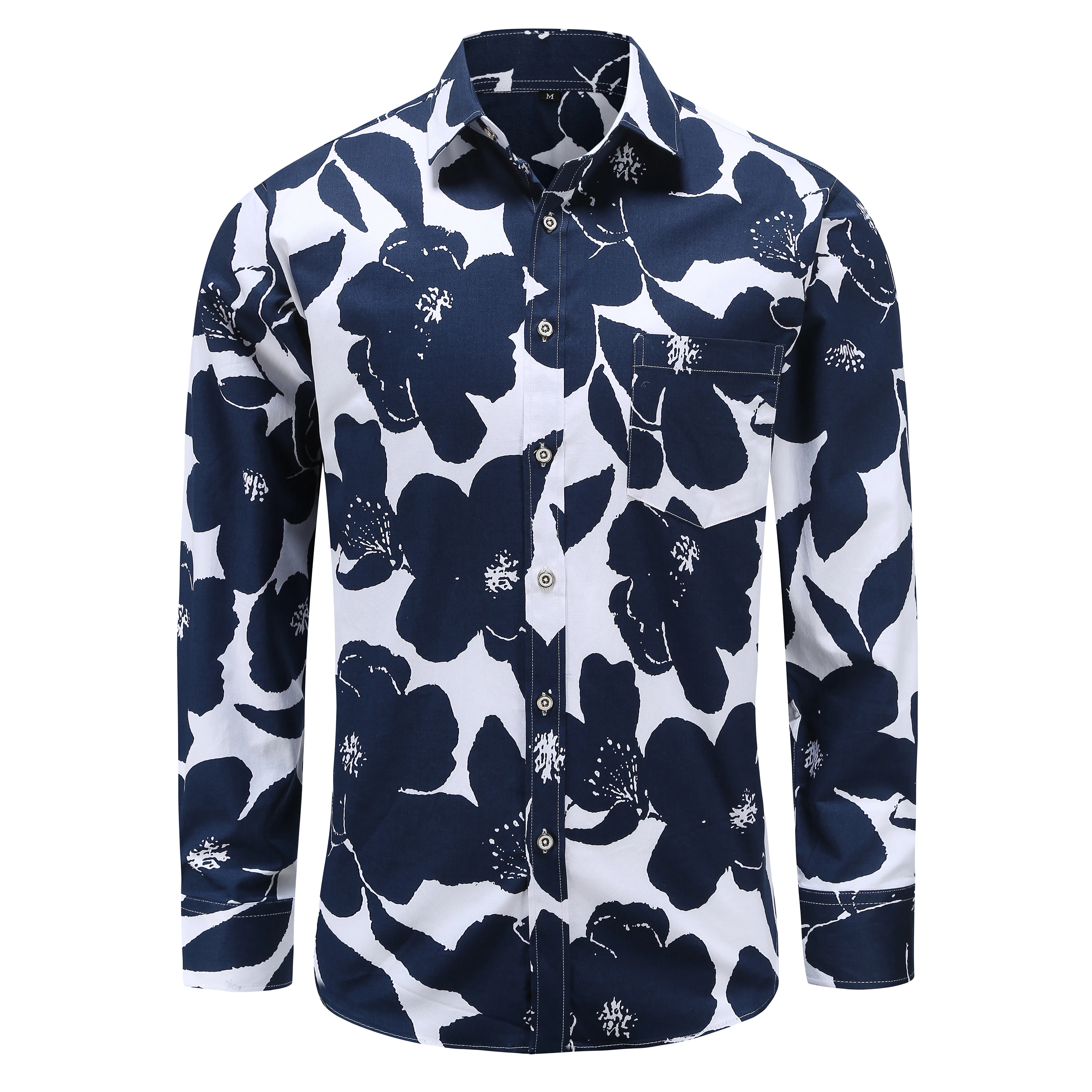 

Top quality color can be selected mens floral print causal european organic cotton long sleeve shirt, Custom color