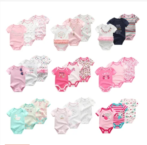 

2021 30 Model new arrival short sleeve baby girls' rompers, Any colors