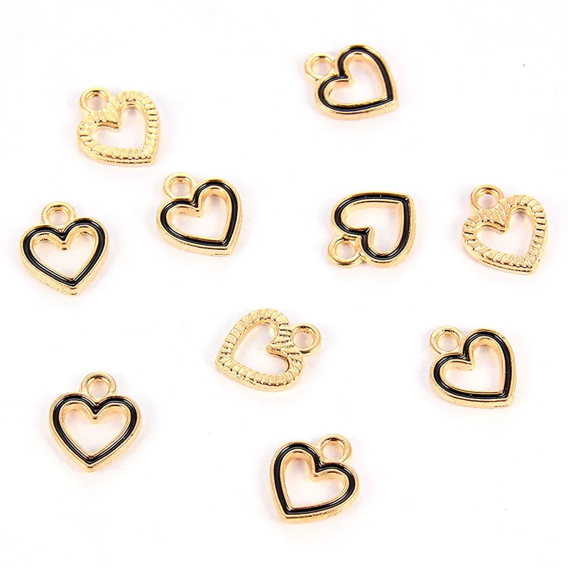

Wholesale gold border white heart charms pendant jewelry accessories DIY necklace bracelet making 12*10mm, Picture