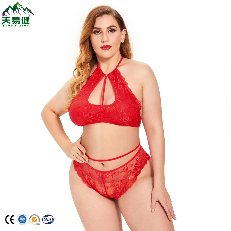

TYJ European lingerie Sexy Bra Set Lace Bralette Girl Lingerie 2021 Two Pieces LIngerie Set Transparent Women Underwear Set, Red