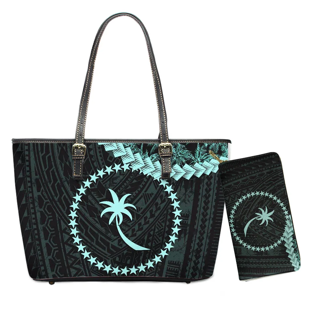 

Polupar Chuuk Micronesia Printed Women Clutch Hand Bags and Leather Handbag Set Large Capacity Female Ladies Summer Shoulder Bag