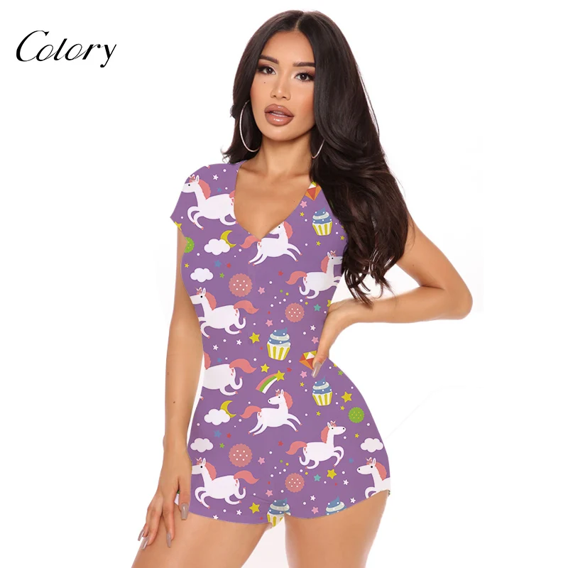 

Colory Custom One Piece Jumpsuit Woman Pajamas Cute Sexy Pajama, Picture shows