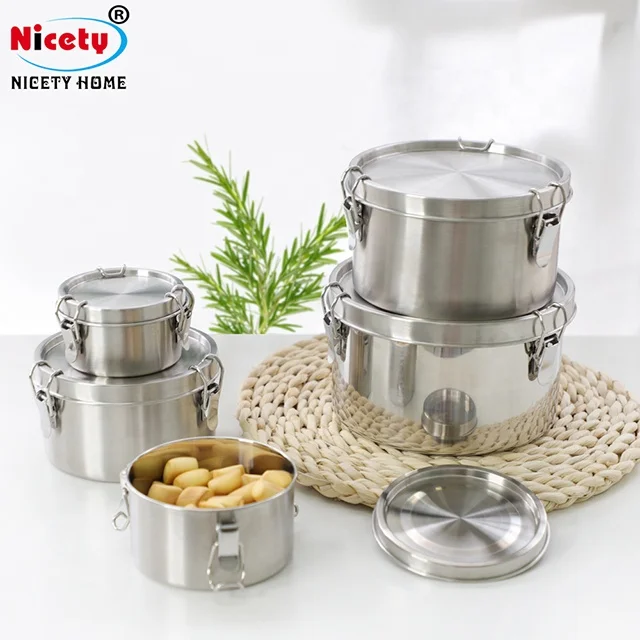 

Nicety stainless steel leak proof lunch box factory supply wholesale customized round different size for food storage