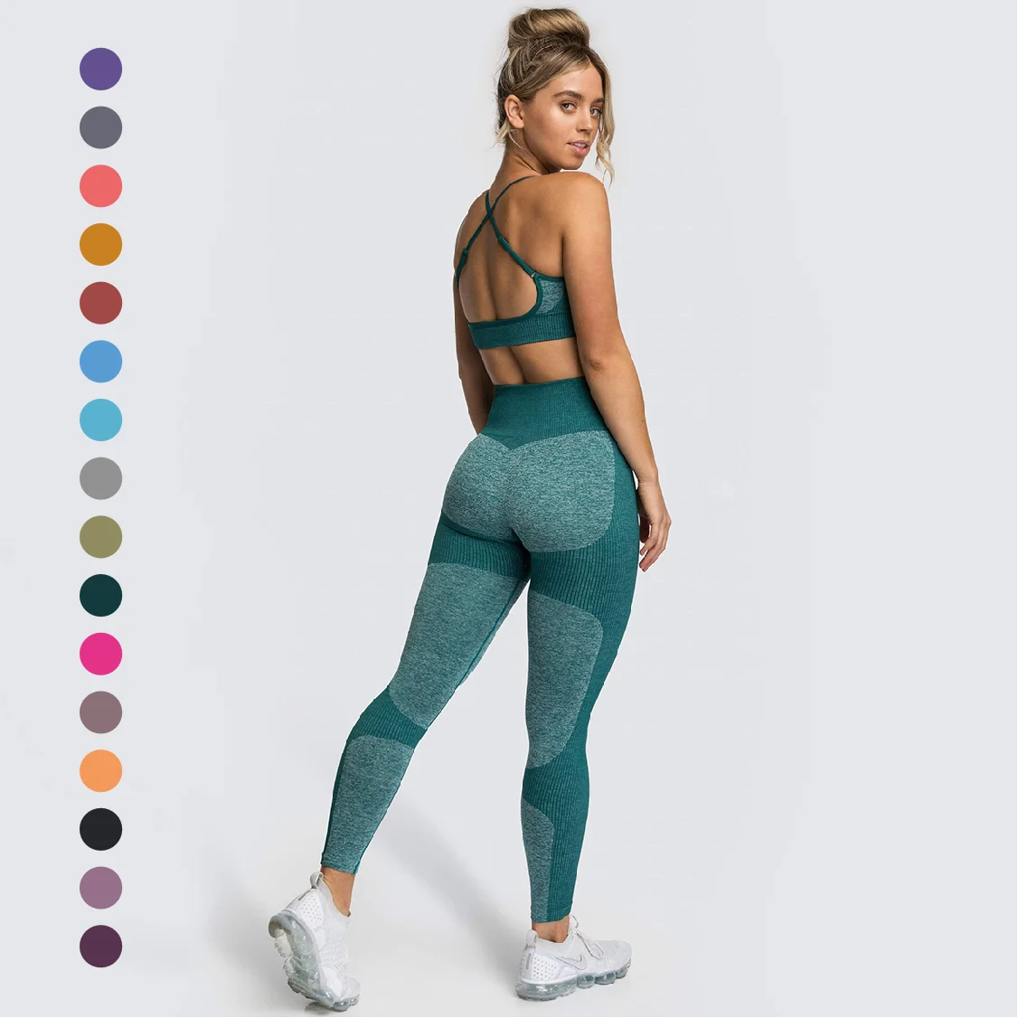 

Custom Seamless Sports Bra High Waist Leggings Workout Gym Fitness Running Yoga Sets 2 Piece Set Women