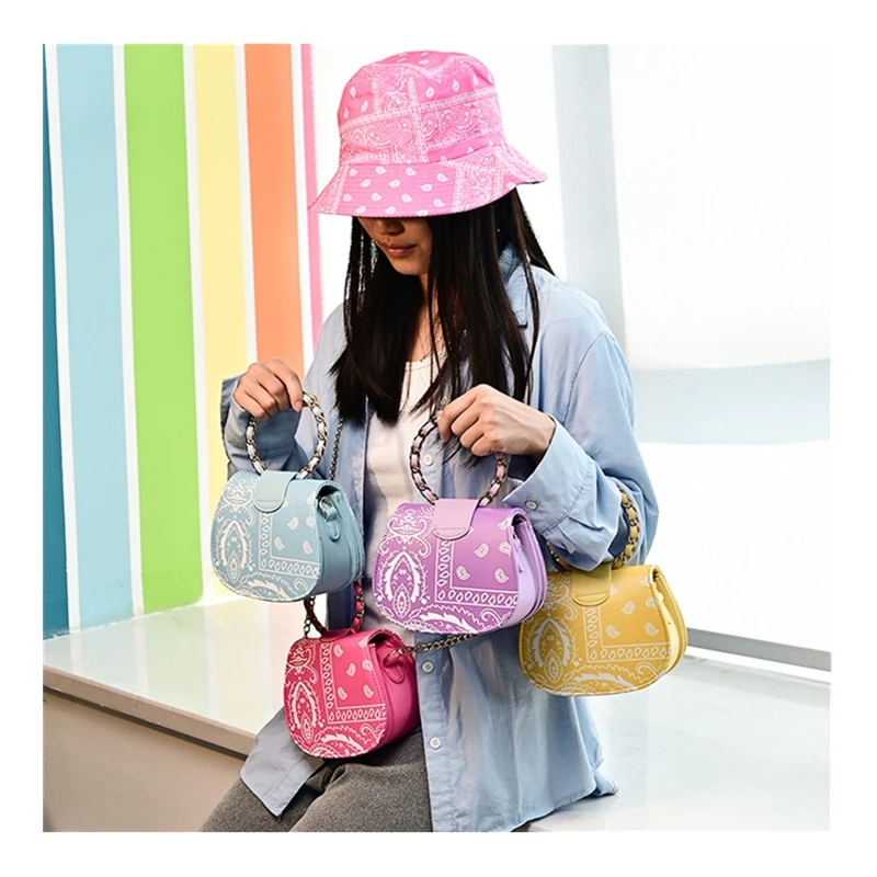 

2021 Designer Brand red Purse Cashew Flowers Women Handbags Bucket Hats and Hand Bags set, 8 colors