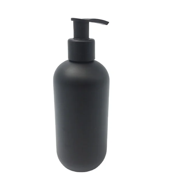 250ml Round Boston Pet Bottle Matte Black With Lotion Pump For Shampoo
