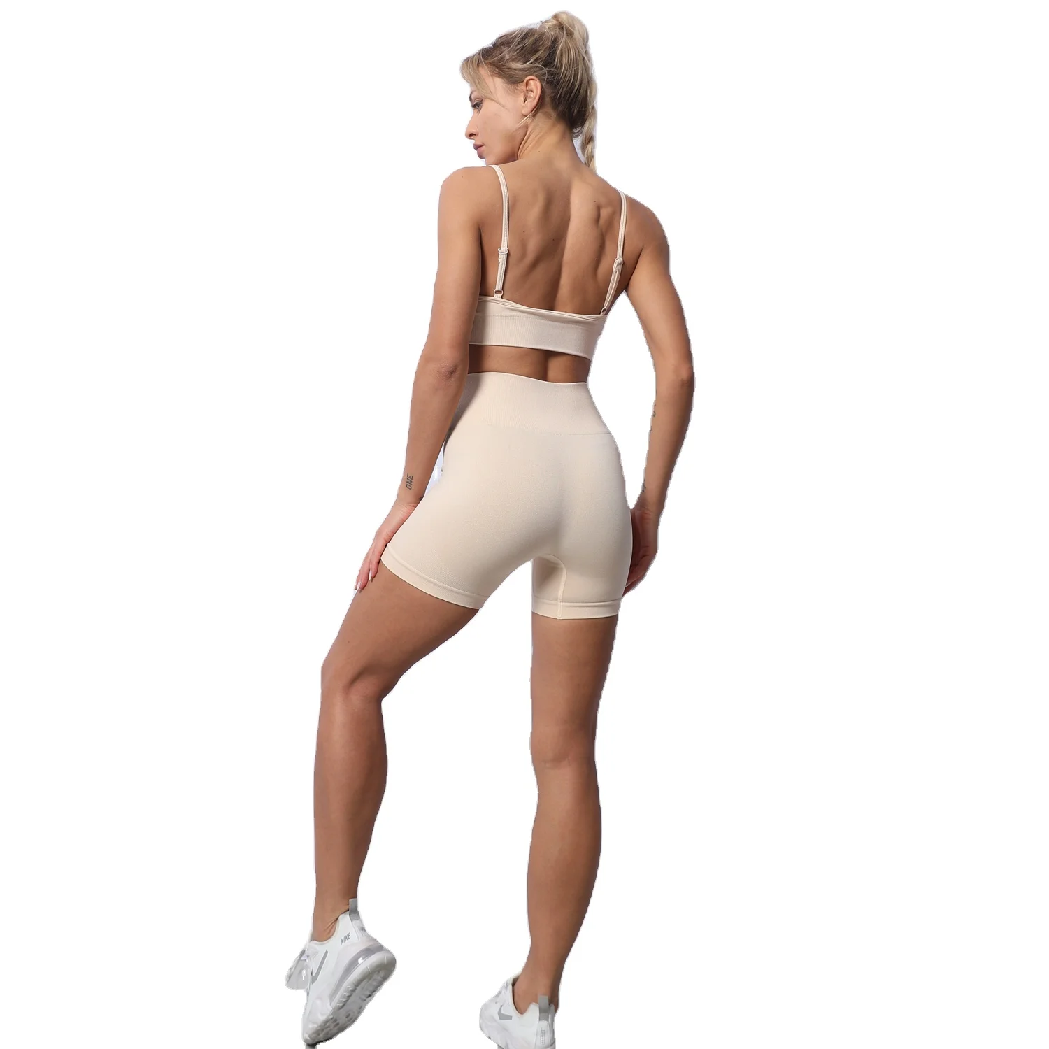 

2 pcs women seamless sports bra and leggings short summer yoga clothes fitness apparel sets for women 2 piece set