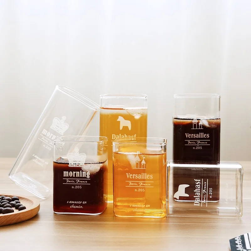 

shoutao clear borosilicate reusable manufacturer square custom printing coffee mug water glass cup