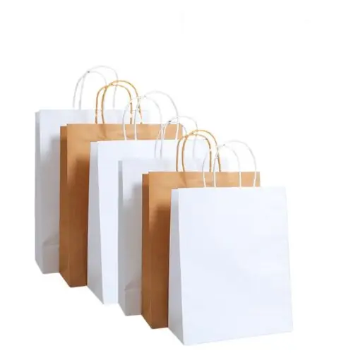 

Cailyn Low MOQ Reusable Eco-friendly Digital Printing Biodegradable Shopping Bag Drawstring Kraft Paper Bag with Handles