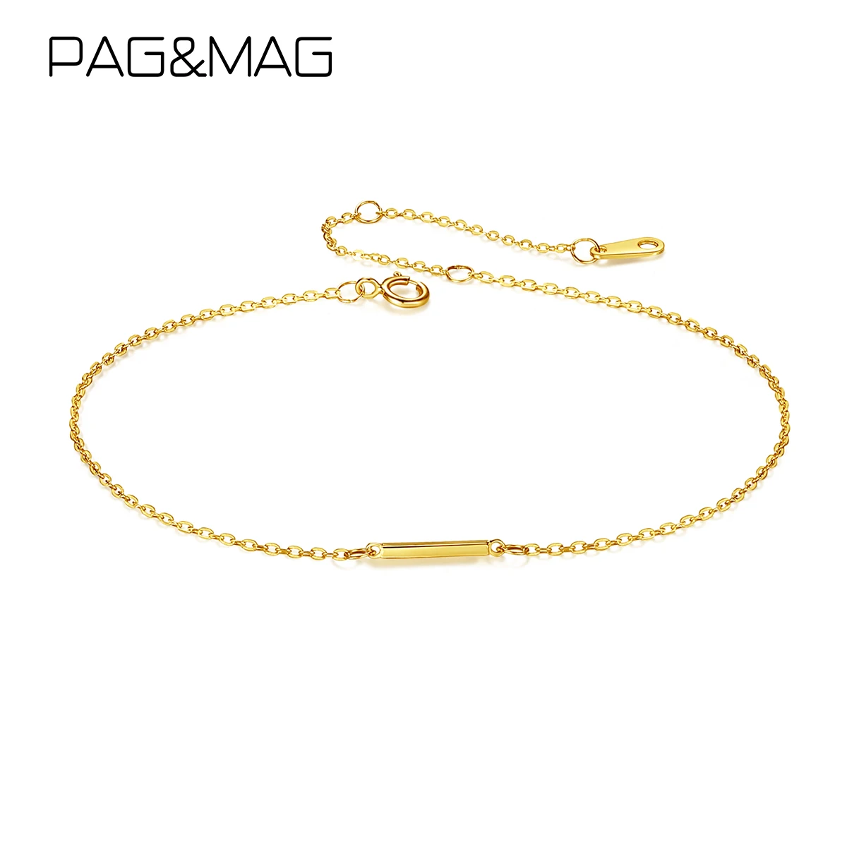 

GEM&TIME Real Gold Thin Chain Bracelet 14K Designer Bracelet Jewelry for Women