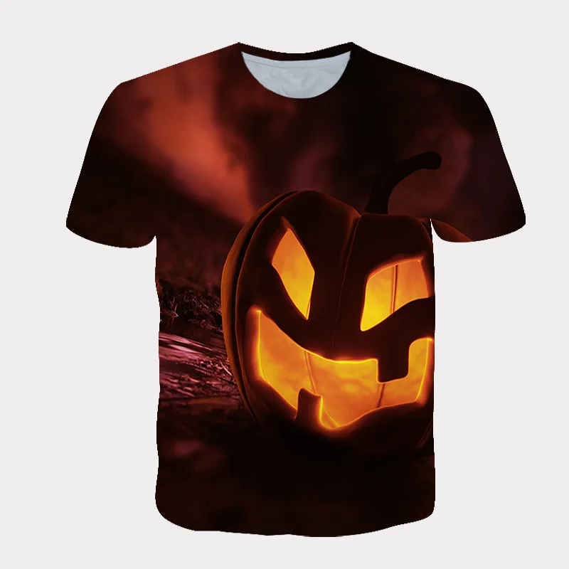 

No Moq 3d Digital Printing Graphic Print Halloween Pumpkin Tshirts Plus Size Crew Neck Sport Men's Designer T-shirts Custom Logo, Multi color optional