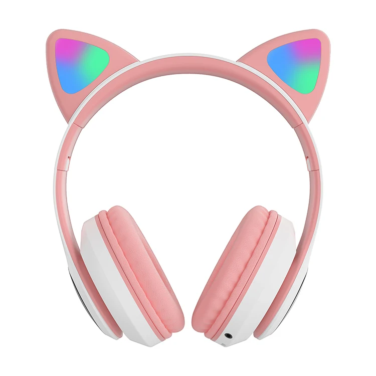 

Amazon Cute Cat Headphones Led Display Support Memory Card Fm Radio Children Kawaii Wireless Audifono, Pink ,black, blue,green , purple