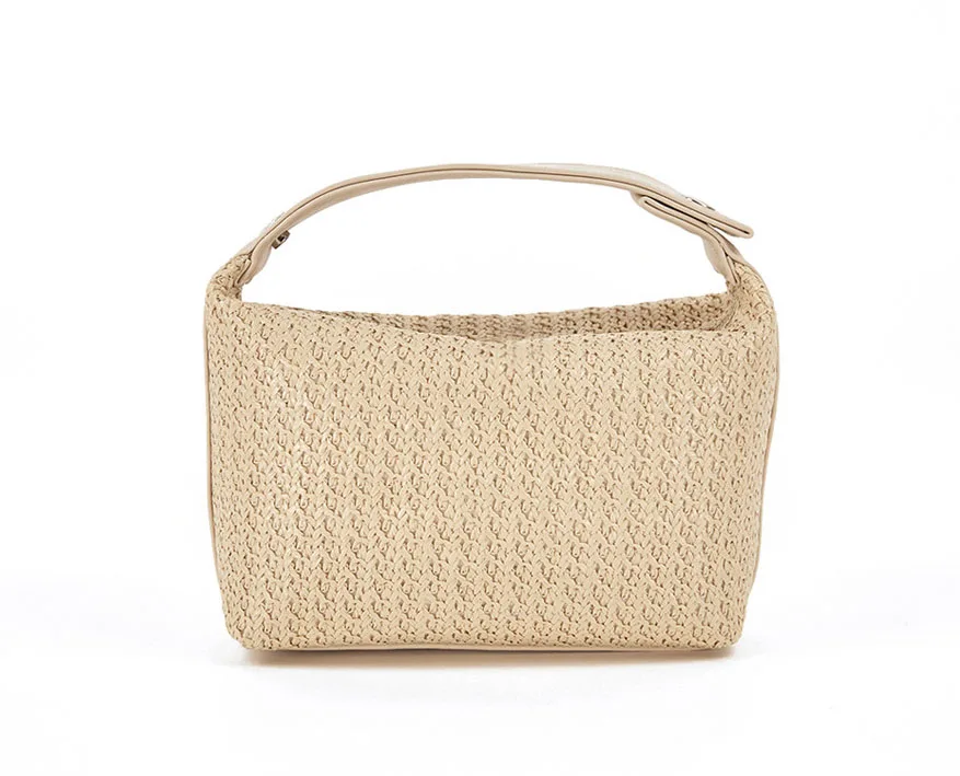 

Cross-Border e-Commerce Pp Grass Bamboo Woven Creative Design Handbag University Style Shopping Travel Makeup Small Bag Y10286